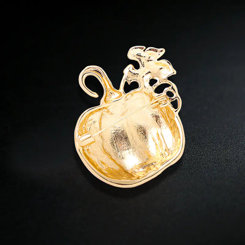 Rhinestone Pumpkin Brooch