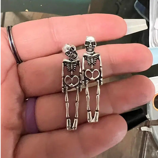 Vintage Skeleton Earrings for Halloween Couples Sorceress Sanctuary