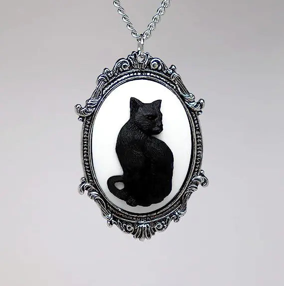 Gothic Metal Black Cat Necklace
