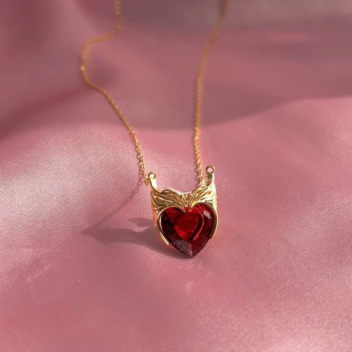 Scarlet Witch Heart Zircon Necklace in Stainless Steel