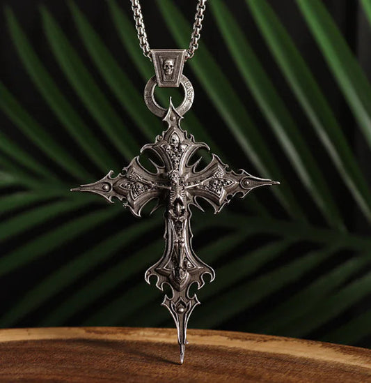 Gothic Skull Cross Necklace Sorceress Sanctuary