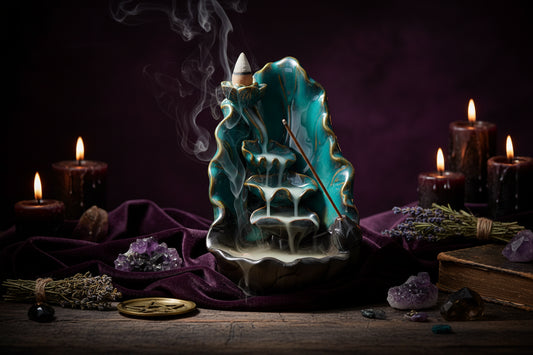 Lotus Incense Burner - Sorceress Sanctuary Sky blue-Matte gray