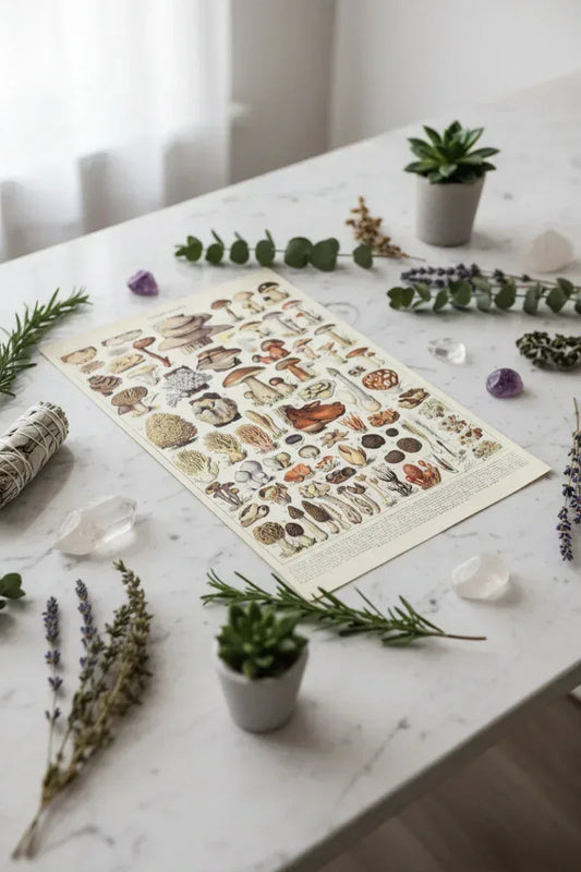Mushroom Biology Poster - Sorceress Sanctuary 1 (without box) / 13x18cm(5x7in)-1 (without box) / 20x25cm(8x10in)-1 (without box) / 30x40cm(12x16in)-1 (without box) / 40x50cm(16x20in)-1 (without box) / 40x60cm(16x24in)