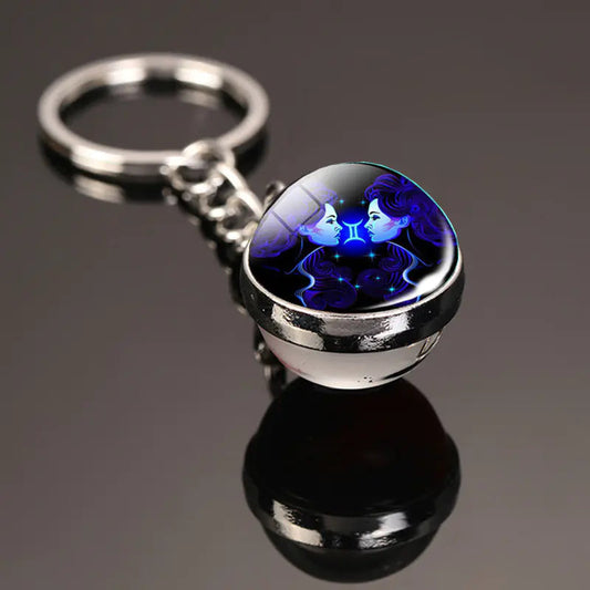 Zodiac Keychain | Time Gem Double-Sided Glass Ball Sorceress Sanctuary