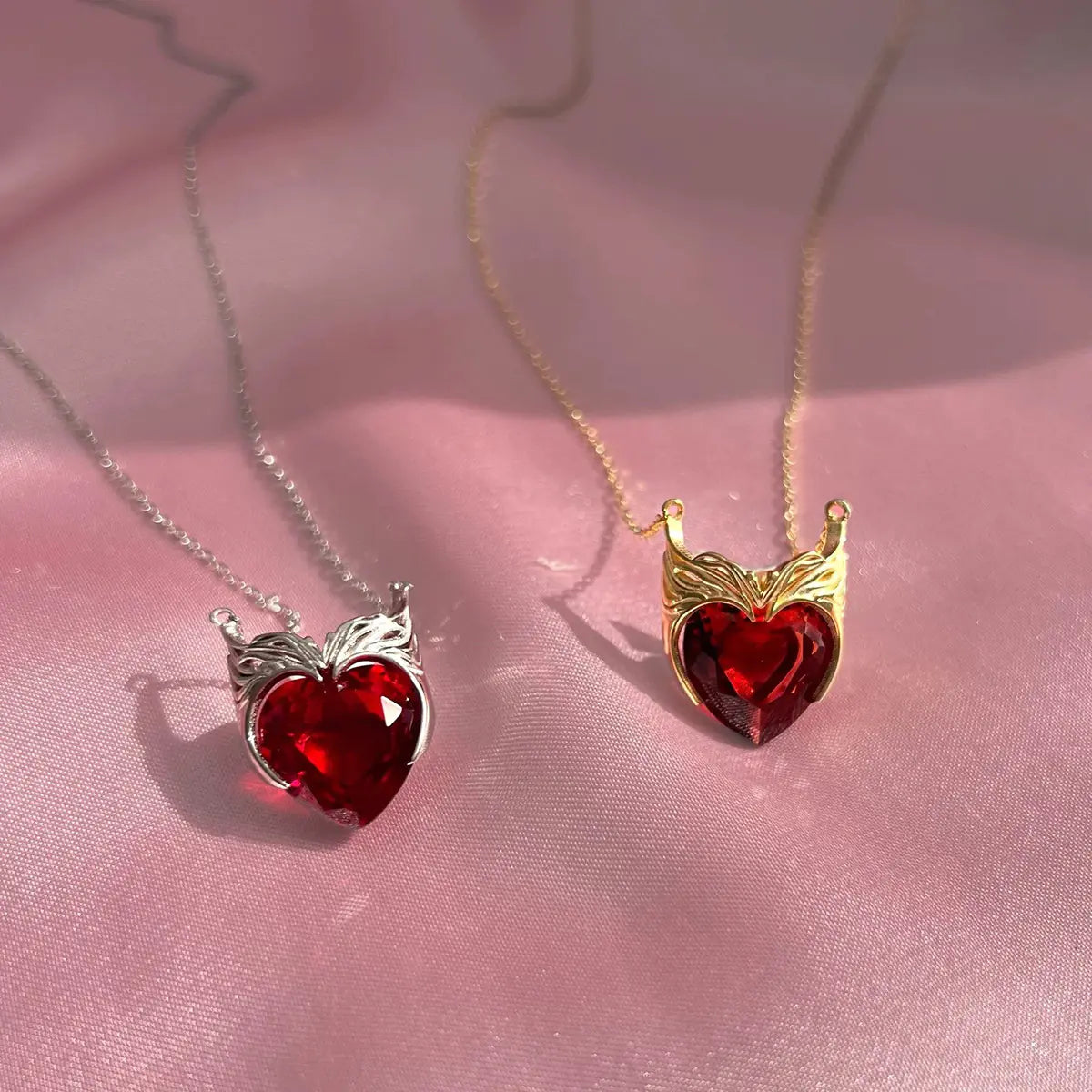 Scarlet Witch Heart Zircon Necklace in Stainless Steel