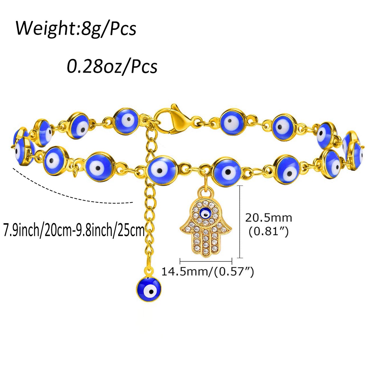Evil Eye Fatiha Hand | 18K Gold Anklet