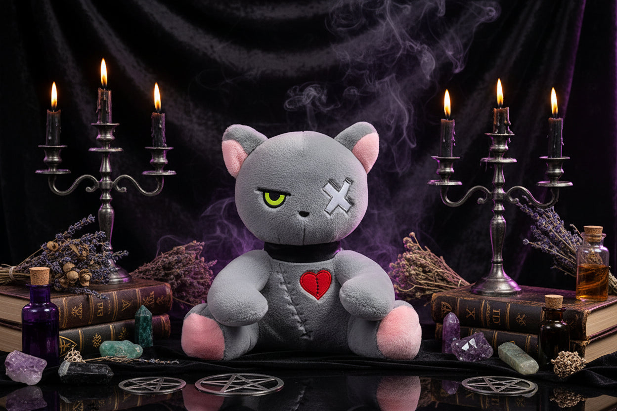 Occult Cat Plushie - Sorceress Sanctuary Black Dark Cat / 25cm 0.2kg-Black Dark Cat / 35cm 0.35kg-Pink cute cat / 25cm 0.2kg-Pink cute cat / 35cm 0.35kg-Grey upset cat / 25cm 0.2kg