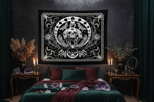 Occult Skull Tapestry - Sorceress Sanctuary Black / Brushed / 73x95cm-Black / Brushed / 130x150cm-Black / Brushed / 150x200cm-Black / Brushed / 180x230cm-Black / Plus cashmere / 73x95cm