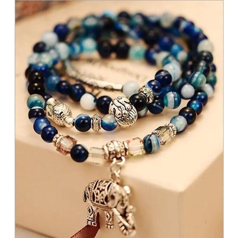 Blue Agate Elephant Bracelet