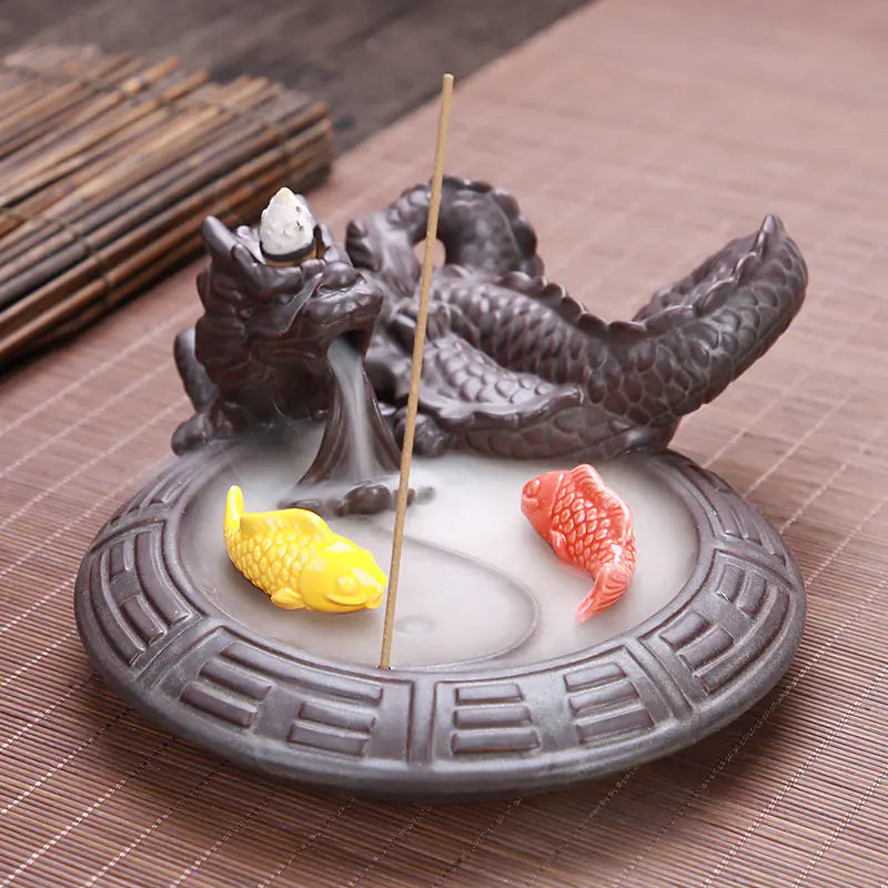 Ceramic Incense Burner with Dragon Design for Home Decor Sorceress Sanctuary