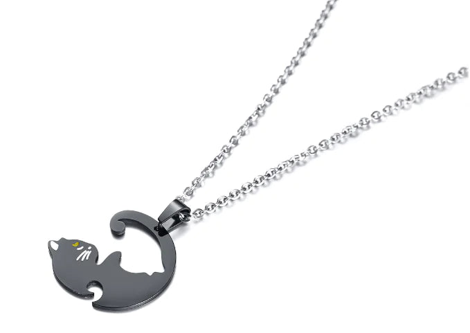 Mystic Feline Bond | Couple Cat Necklaces