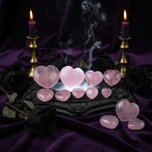 Rose Quartz Heart Crystals - Sorceress Sanctuary 30mmX25mmX18mm-55X55X20mm-28X28X15mm-20X20X7mm-25X25X10mm