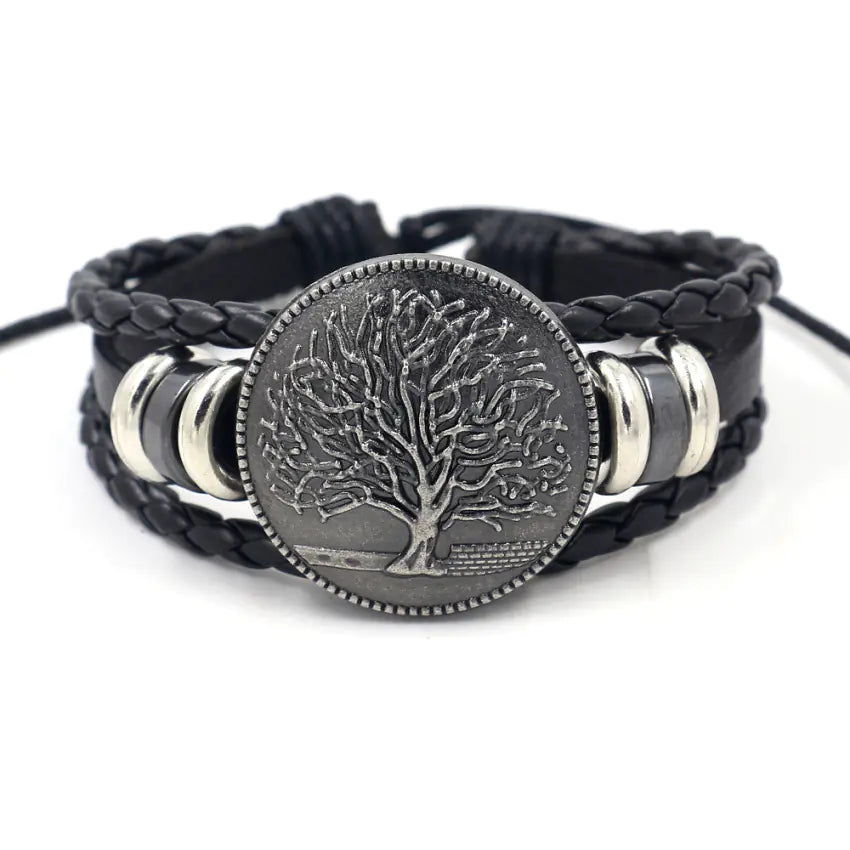 Alloy Tree Of Life | Cowhide Bracelet