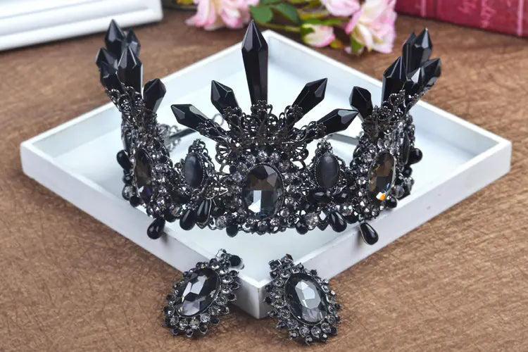 Baroque Crystal Pillar Bridal Crown