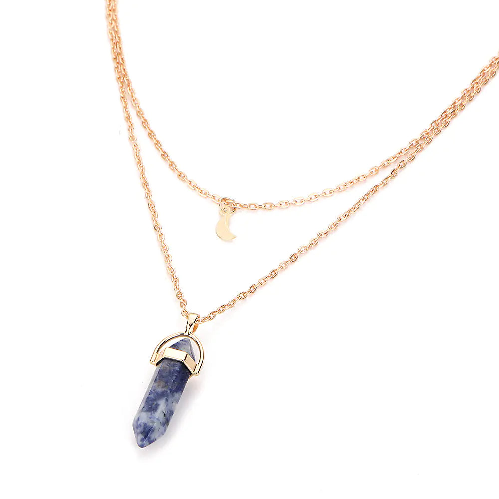 Natural Crystal Moon Necklace