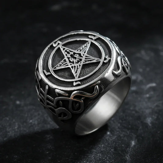 Satanic Goat Ring - Sorceress Sanctuary Silver / No. 6-Silver / No. 7-Silver / No. 8-Silver / No. 9-Silver / No. 10