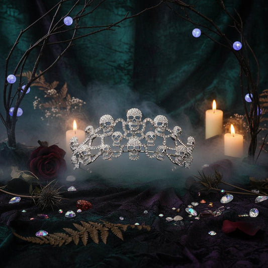 Punk Skull Rhinestone Crown Headband for Cosplay Sorceress Sanctuary