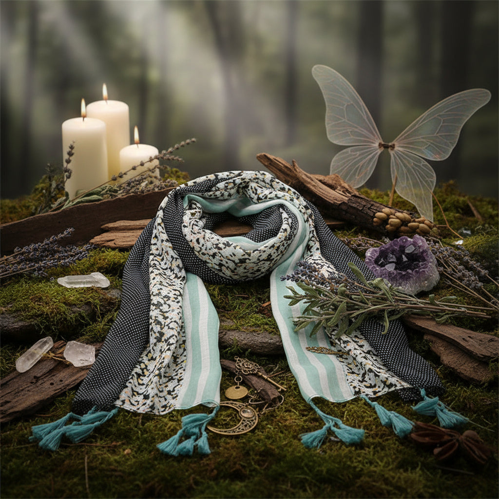 Spring Leaves Silk Scarf - Sorceress Sanctuary 1PCS