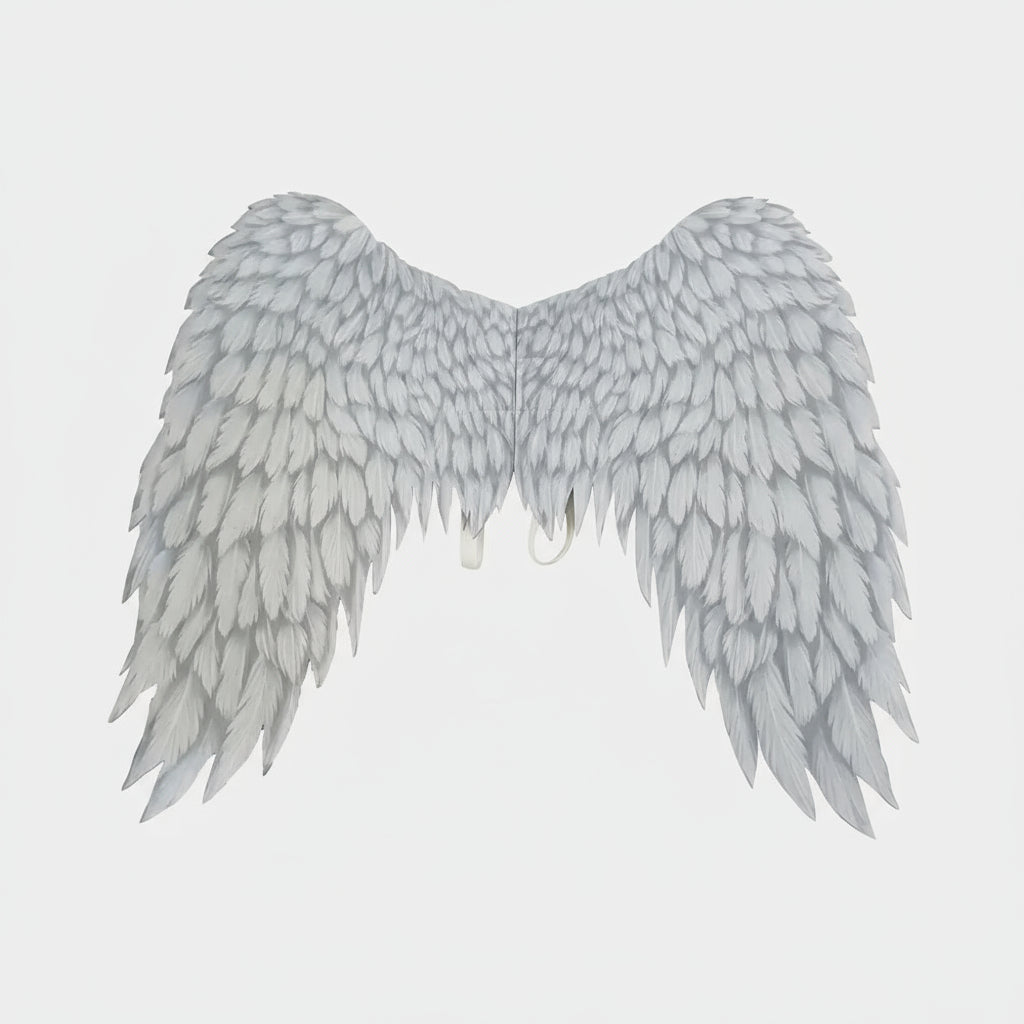 Gray angel wings on a white background