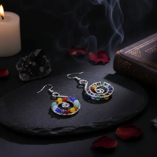 Natural Crystal Spiral Chakra Earrings Sorceress Sanctuary