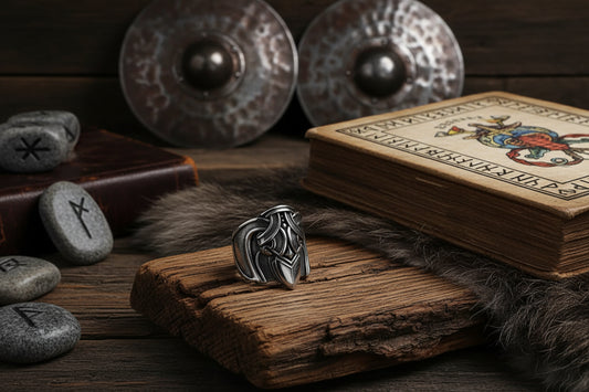 Viking Shield Ring - Sorceress Sanctuary Steel color / Size 9-Steel color / Size12-Steel color / Size13-Steel color / Size 10-Steel color / Size 11