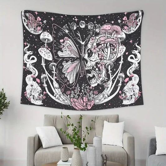 Mushroom Skull Tapestry - Sorceress Sanctuary
