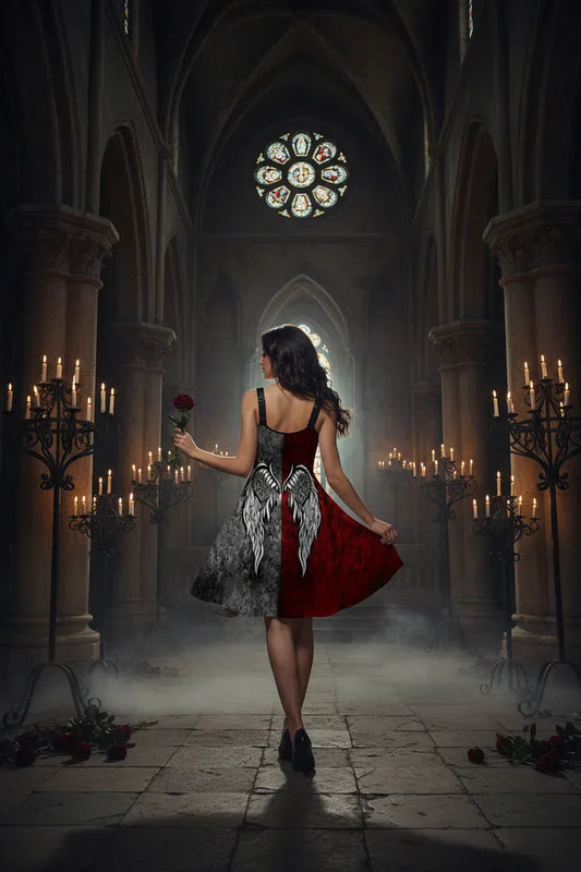 Witchy Winged Dress - Sorceress Sanctuary Red / S-Red / M-Red / L-Red / XL-Black / S