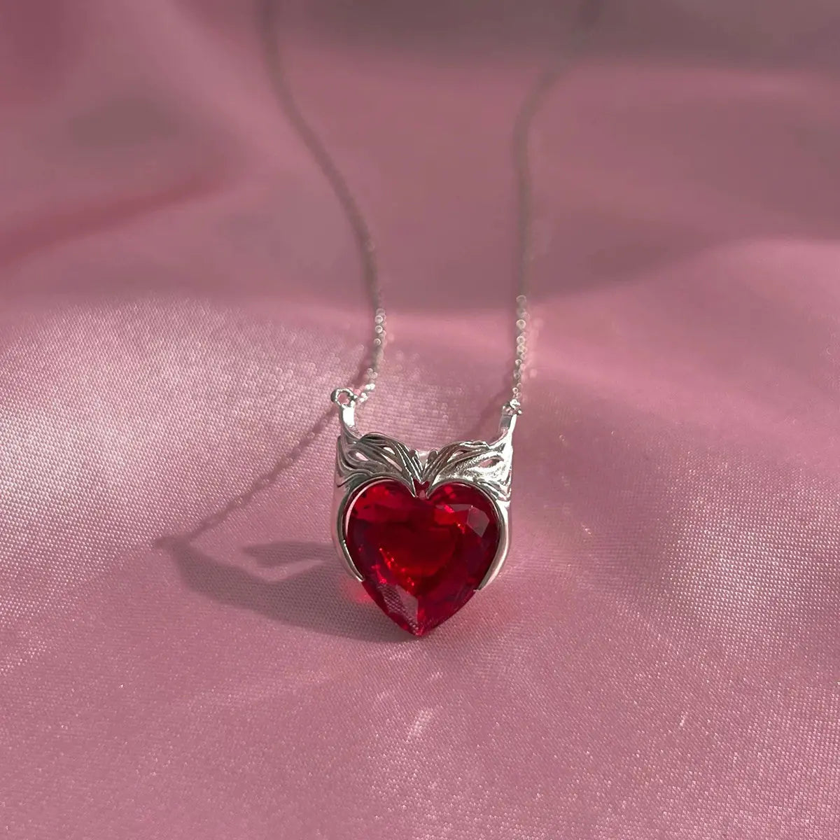 Scarlet Witch Heart Zircon Necklace in Stainless Steel