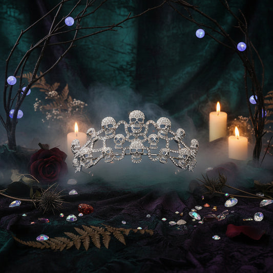 Punk Skull Rhinestone Crown Headband for Cosplay Sorceress Sanctuary