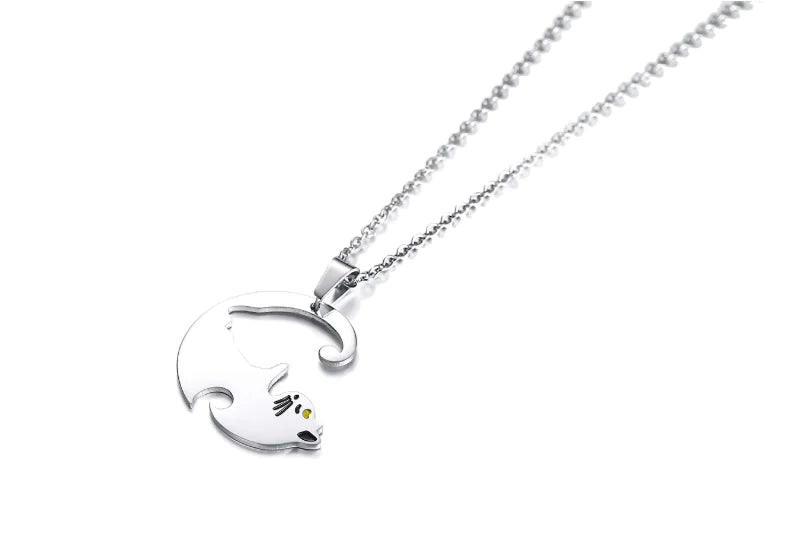 Mystic Feline Bond | Couple Cat Necklaces