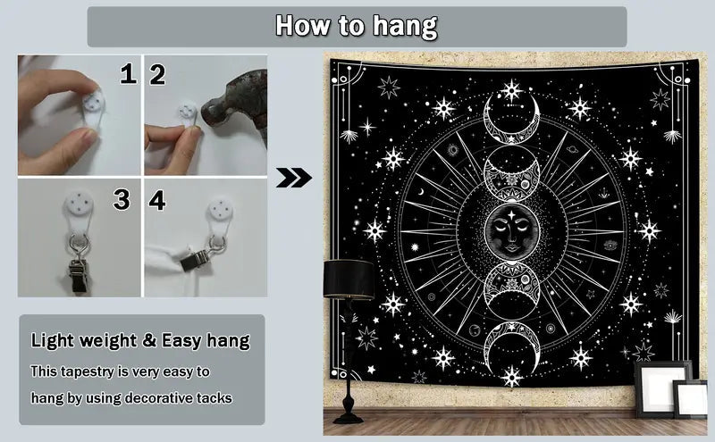 Psychedelic Moon Mandala Tapestry Sorceress Sanctuary