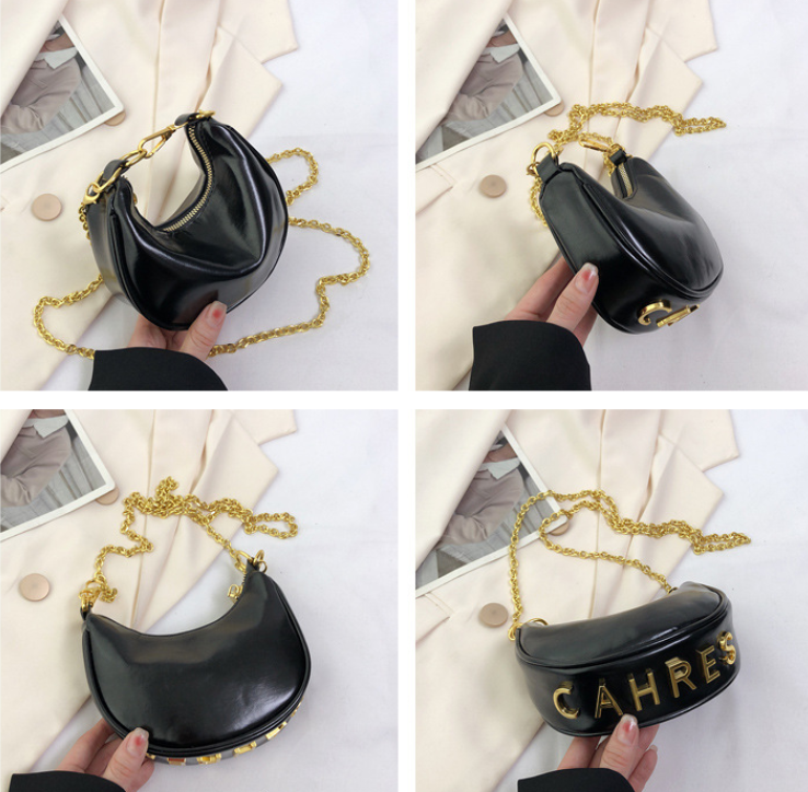 Crescent Gold Chain Bag