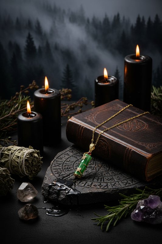 Jade Amulet Necklace with Spiritual Touch (One Piece) Sorceress Sanctuary