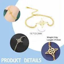 Gold bracelet with star design on a white background