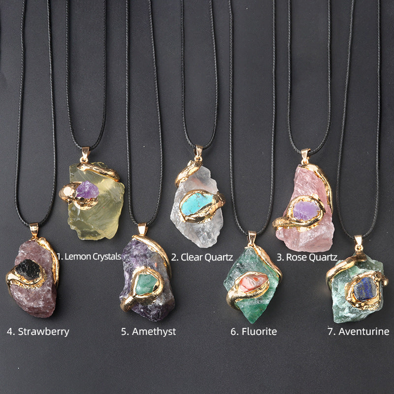 Gilded Crystal Stone Necklace