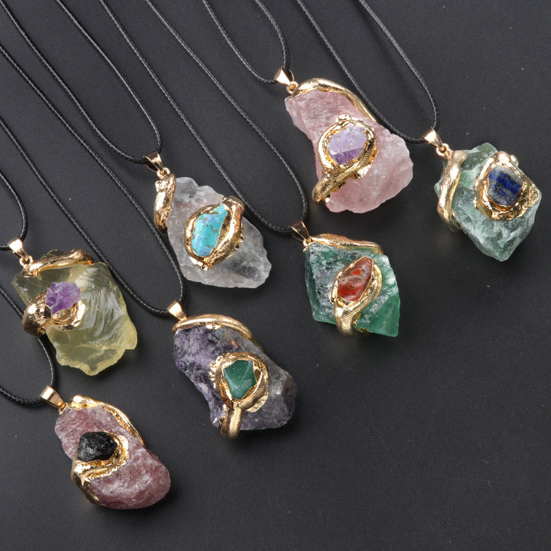 Gilded Crystal Stone Necklace