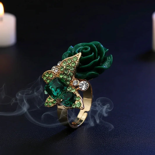 Crystal Rose Flower Ring - Sorceress Sanctuary