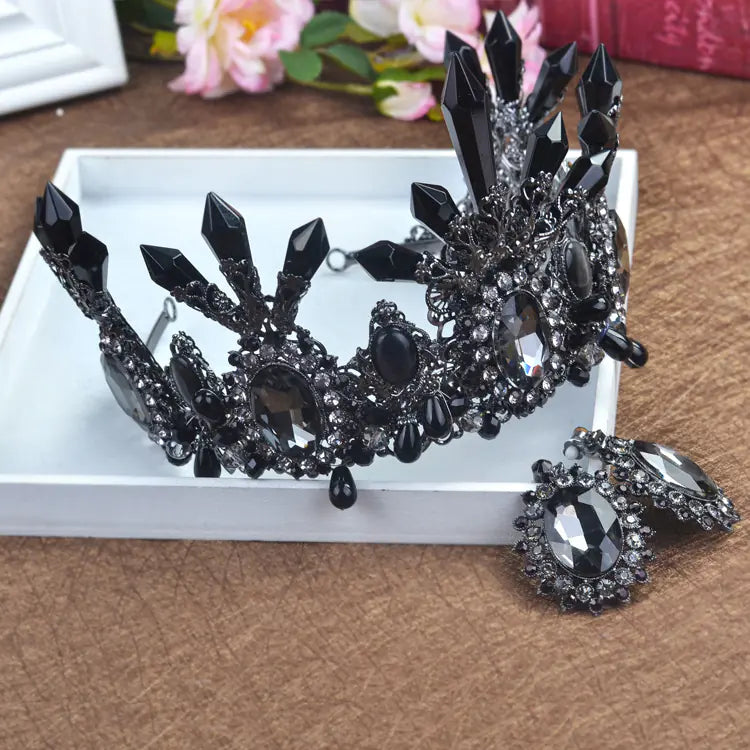 Baroque Crystal Pillar Bridal Crown