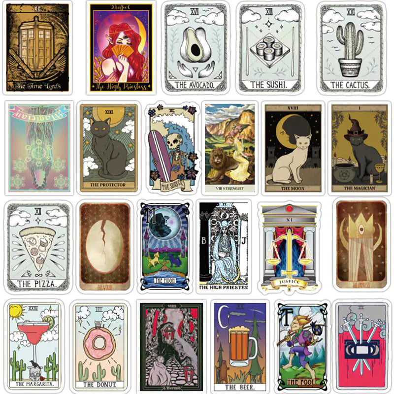 50 Tarot Card Waterproof Stickers