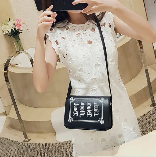 Little Black Magic Book Chain Crossbody Bag for Women Sorceress Sanctuary