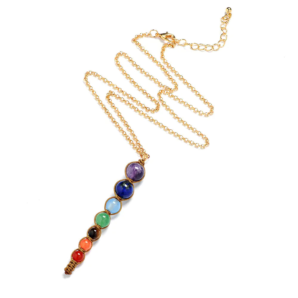 Crystal Pendant Natural Stone Cone Necklace