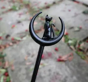 Black Cat Crescent Moon Wand