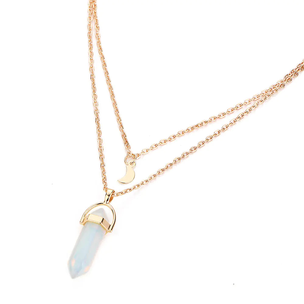 Natural Crystal Moon Necklace