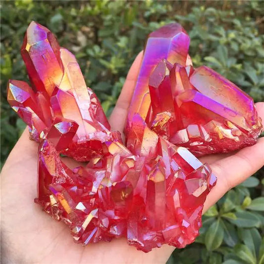 Natural Electroplated Red Crystal Cluster Sorceress Sanctuary