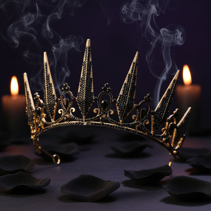 Baroque Black Bride Crown Headband for Weddings Sorceress Sanctuary
