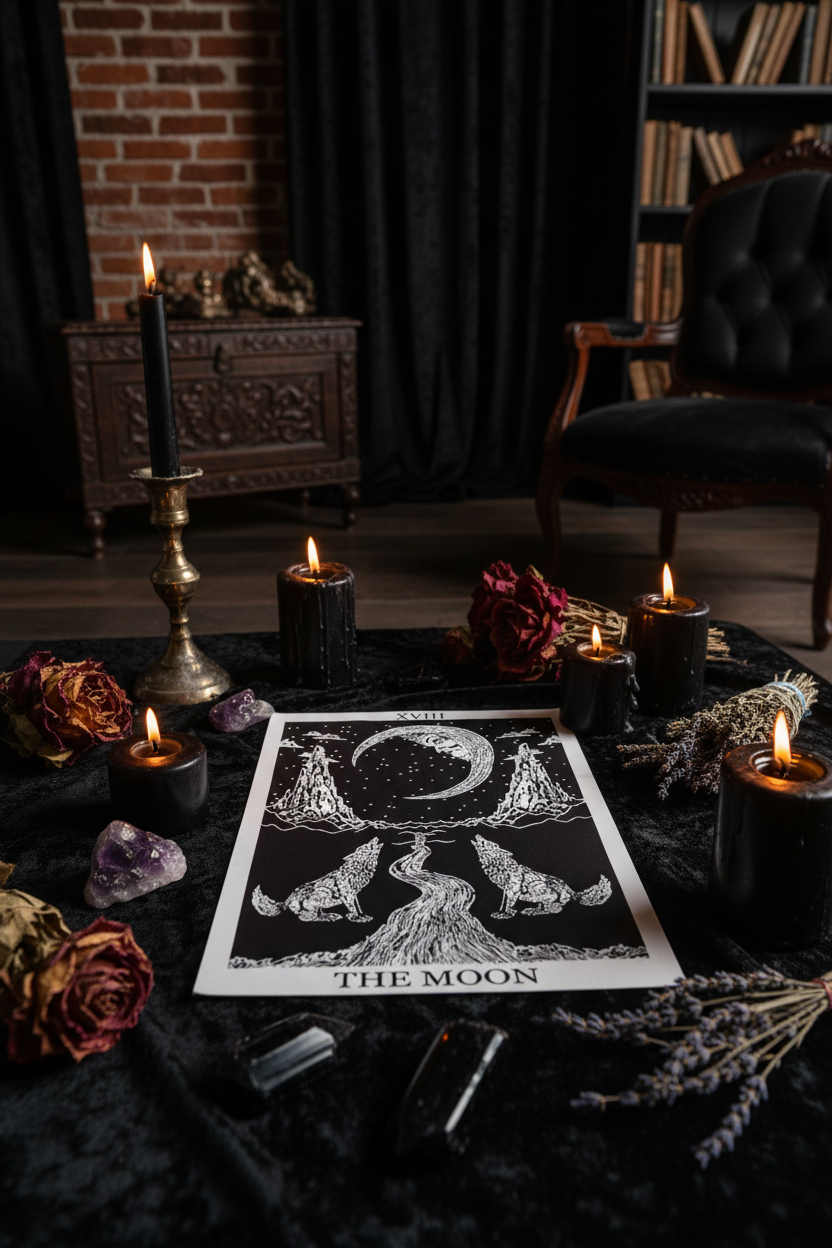 Wolf and Moon Tapestry Fabric for Home Decor Sorceress Sanctuary