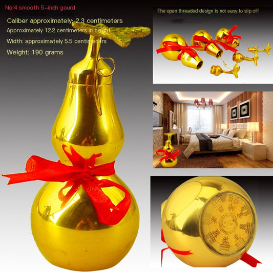 Gold decorative item with red ribbon on a gray background