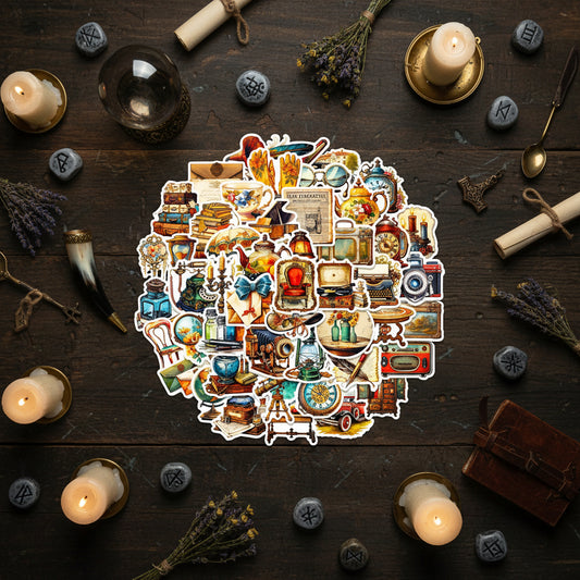 50 PCS Retro Medieval Stickers for Notebooks Sorceress Sanctuary