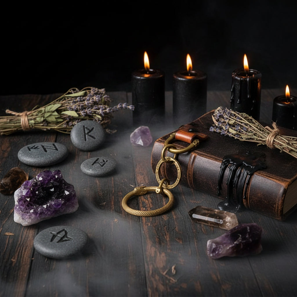 Brass Snake Key Ring - Retro Car Hanging Accessory Sorceress Sanctuary