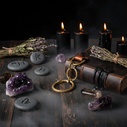 Brass Snake Key Ring - Retro Car Hanging Accessory Sorceress Sanctuary